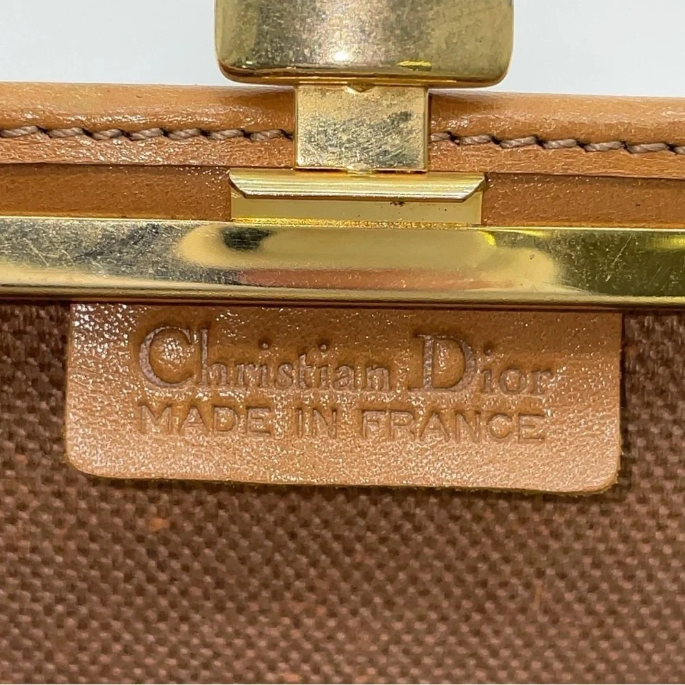 Christian Dior Honeycomb Beige PVC Mini Purse Coin Case